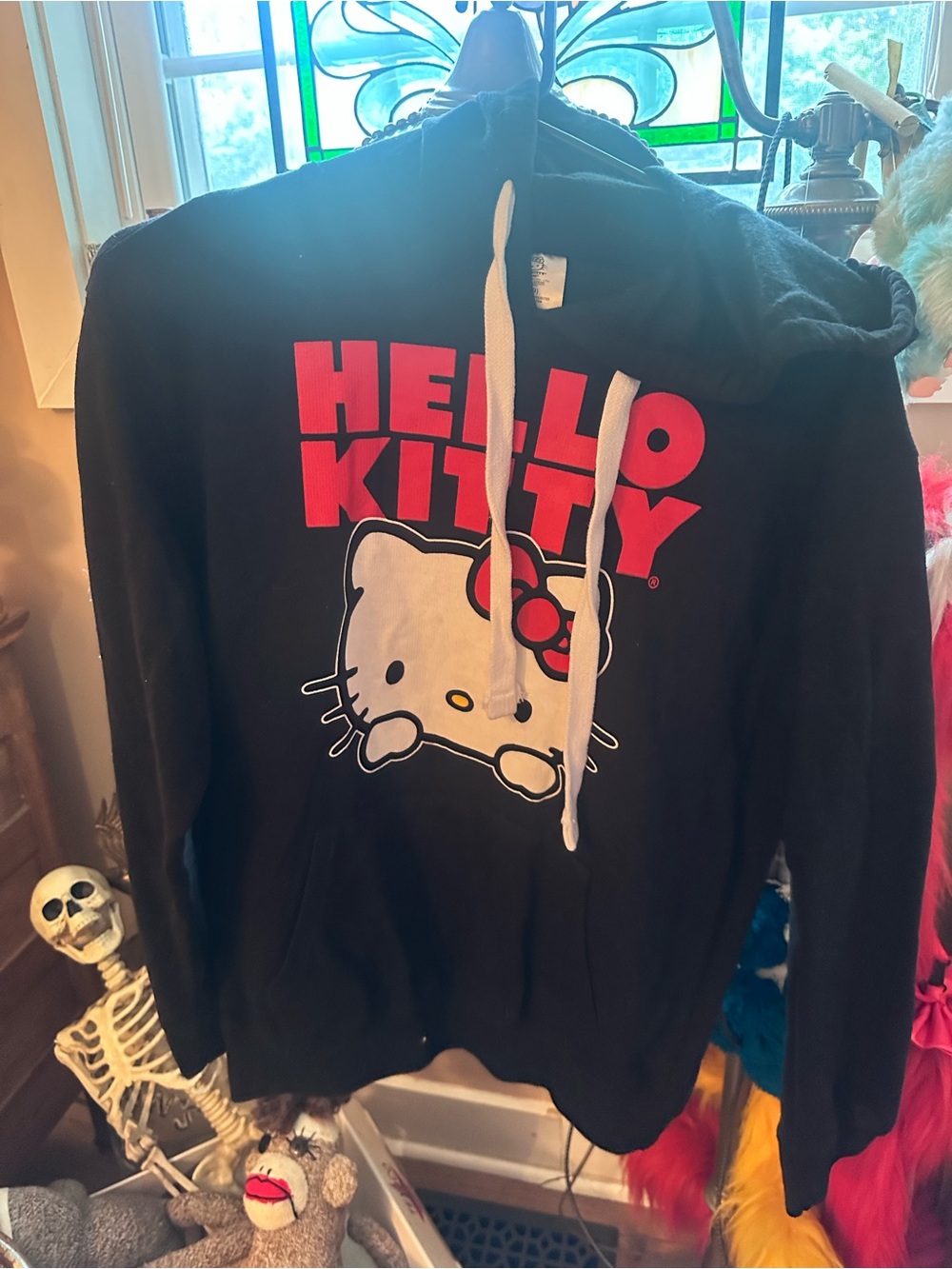 Hello Kitty Black Hoodie with red and White Graphics